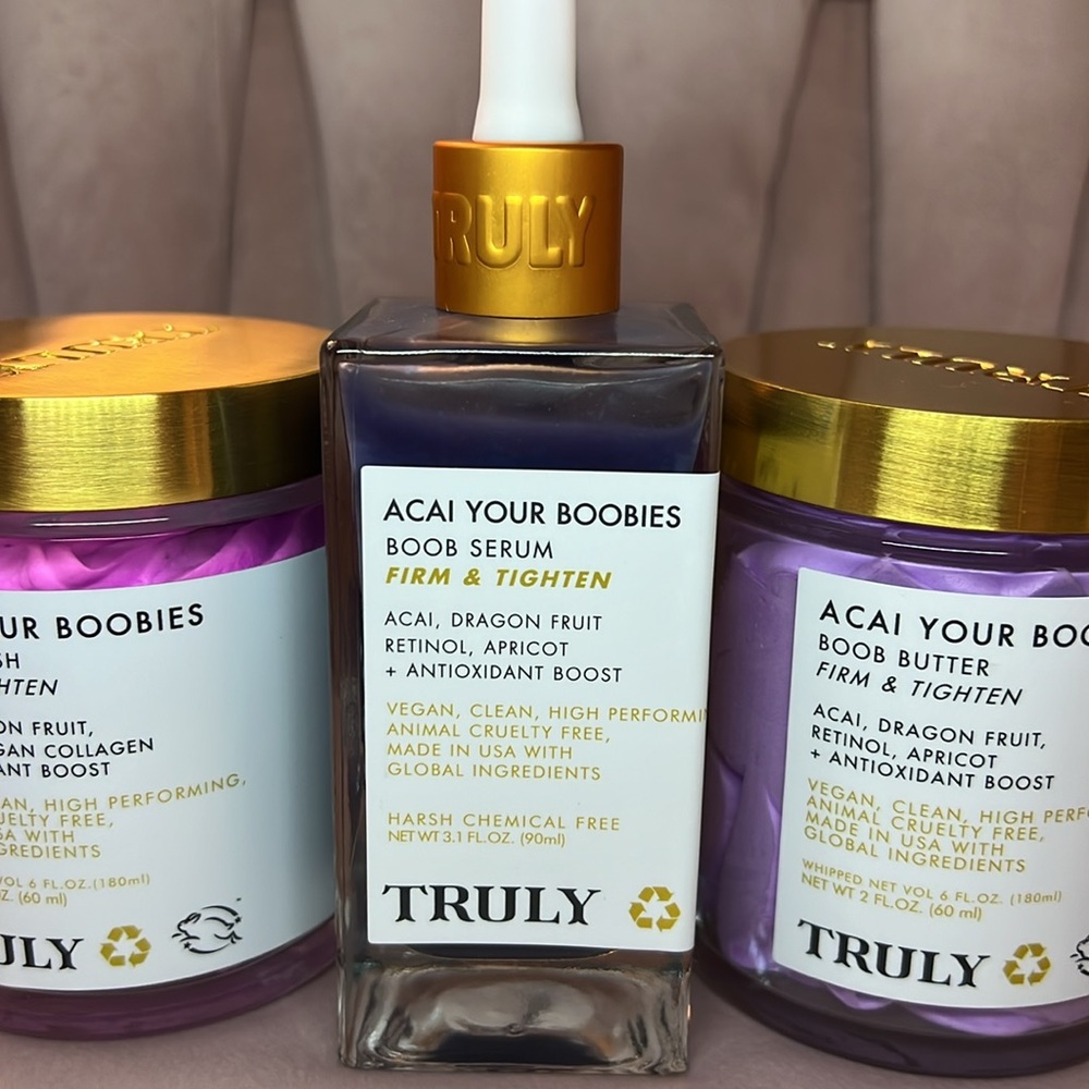 Truly Açaí your boobies set New full size trio polish serum butter firm & tight - Picture 3 of 5